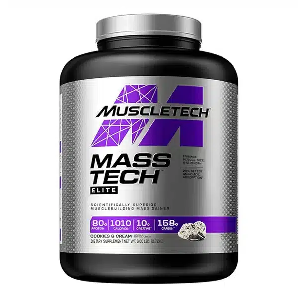 muscletech-MASS-TECH-ELITE-cookies-cream گینر مس تک الایت ماسل تک 2.7کیلوگرم (MuscleTech Mass-Tech Elite Premium)